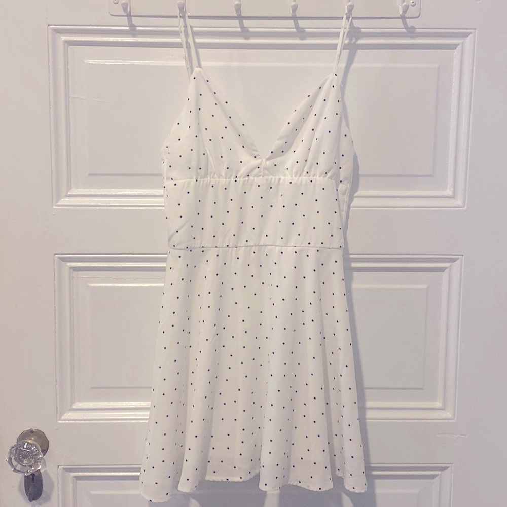 Superdown XS white polka dot dress.